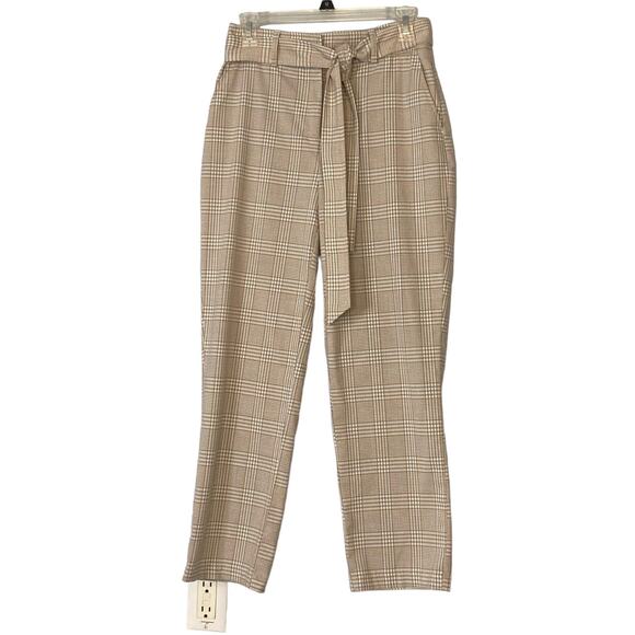 Joie Plaid Capri Crop Belted Pants Stretch Waist Gray Check Size 2 - Picture 1 of 6